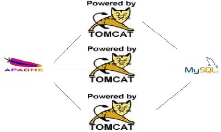 Fig. 2.1 – Une architecture Apache-Tomcat-MySQL