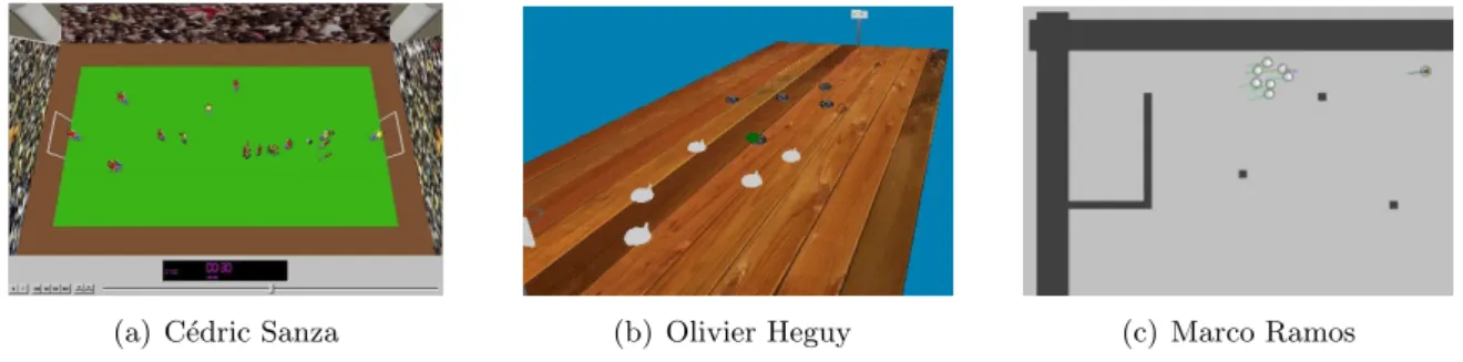 Fig. 1.13 – Quelques cr´ eatures ´ evolutionnistes r´ ealis´ ees ` a l’IRIT.