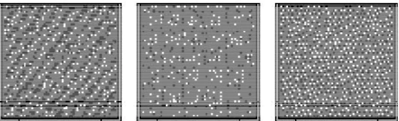 Figure 11 : Trois images associées aux 3 textures de la figure 3 représentant les pixels minima (en noir) et 
