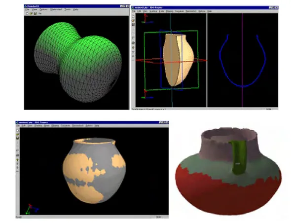 Figure 1.1 – Quelques images de l’interface utilisateur de l’outil interactif d’´ etude de poteries.