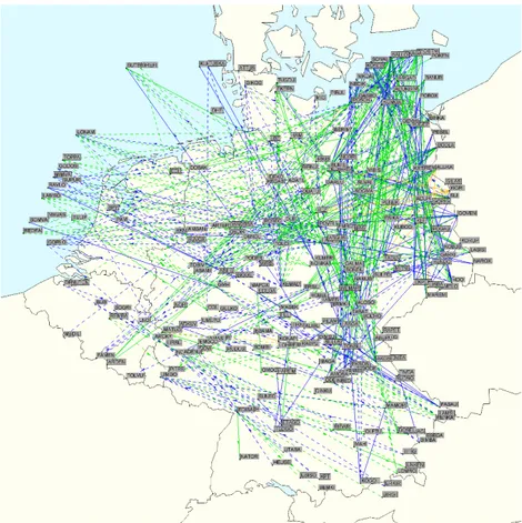Figure 1.4.  Secteur free-route de Maastricht dans lequel 142 nouvelles routes directes ont été dénies