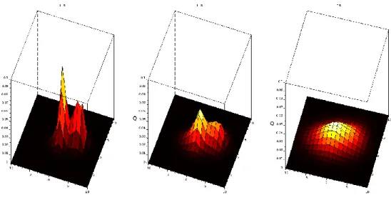 Figure 5.4: Distribution of the CTOQW on Z 2 at time t = 3, 8 and 18.