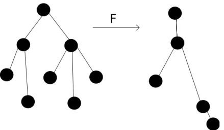 Figure 1.4 – Un exemple d’application d’arbres : l’image d’un sommet est le sommet qui se trouve sur la mˆ eme ligne horizontale que celui-ci