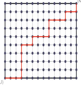 Fig. 2.1  Percolation dirigée dans le plan