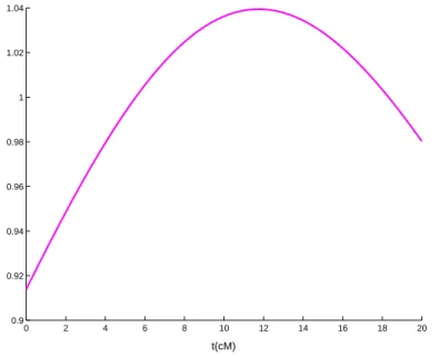 Fig. 5 – Une trajectoire du processus Λ (.) (2 marqueurs situés respectivement à 0cM et à 20cM)