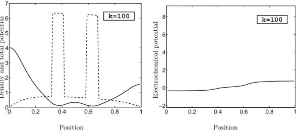 Figure I.4: Numerical solution of the QDD model, after 100 iterations. The same quantities as on Fig