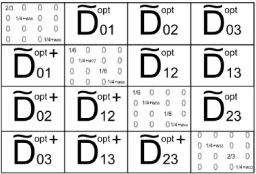 Figure 2.2  Forme générale d'une matrice dynamique D d'interférence nulle. Les sous-blocs