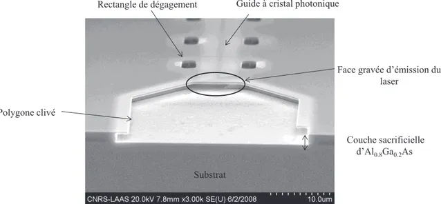 Figure II-12: Vue par la tranche de la face d’émission d’un laser  
