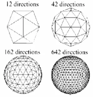 Figure IV-8 : Différents schémas de directions de gradients de diffusion 