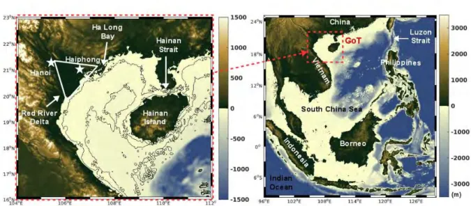 Figure I.9: Geography of the Gulf of Tonkin and interesting features.