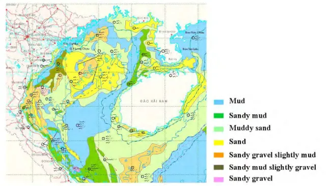 Figure I.15: GoT seafloor composition from the Natural Conditions and Environments of Vietnam Sea and Adjacent Area Altas (2007).