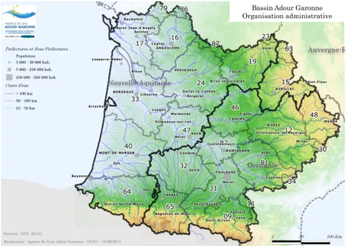 Figure 3 – Périmètre du bassin versant Adour Garonne source : Agence de l’eau Adour Garonne