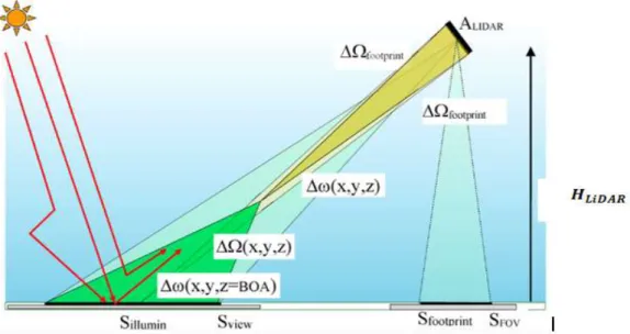 Figure  ‎1-15 :  Approche  Ray-Carlo  pour  simuler  le  LiDAR  dans  DART  (DART  User  Manual,  2012)