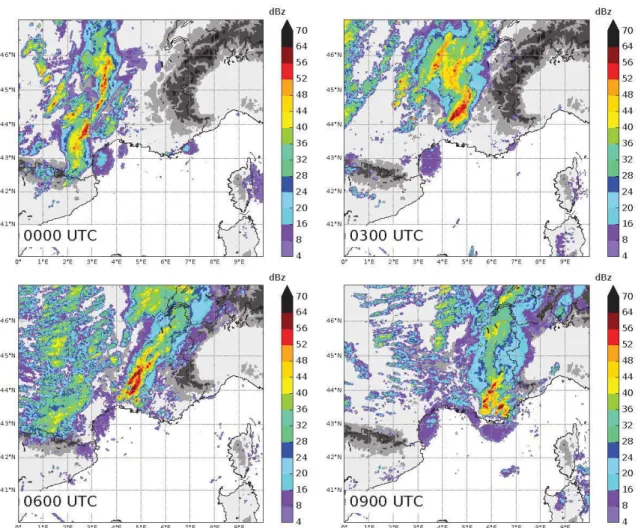 FIGURE  3.9- Composites de réflectivité radar  (dBZ)  du réseau radar de  Météo-