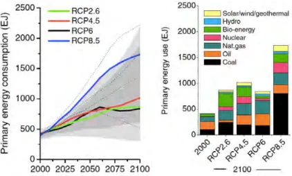 Figure 1.11: Développement de la consommation d’énergie primaire pour les différents RCPs.
