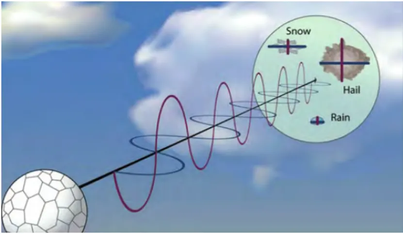 Figure 2 – Schéma illustrant le principe de fonctionnement d’un radar polarimé- polarimé-trique