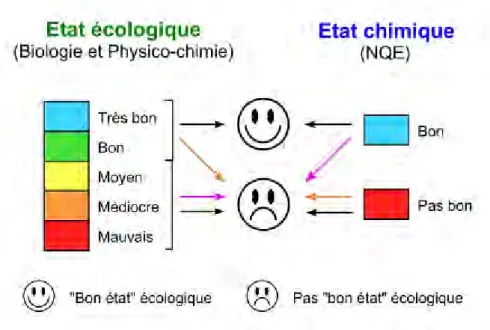 Figure 2 : Notion de "bon état écologique" des eaux de surface selon la Directive Cadre sur  l'Eau