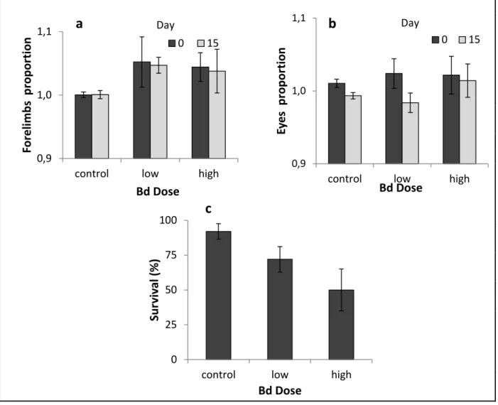 Figure 3-3- Consequences of Bd infection of parents for offspring.  