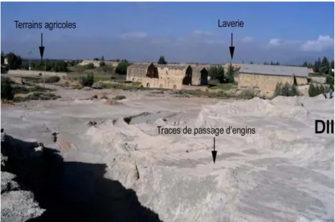 Figure V.4 : Aspect de la surface du terril DII après l’enlèvement d’importante quantité  de déchets par les engins 