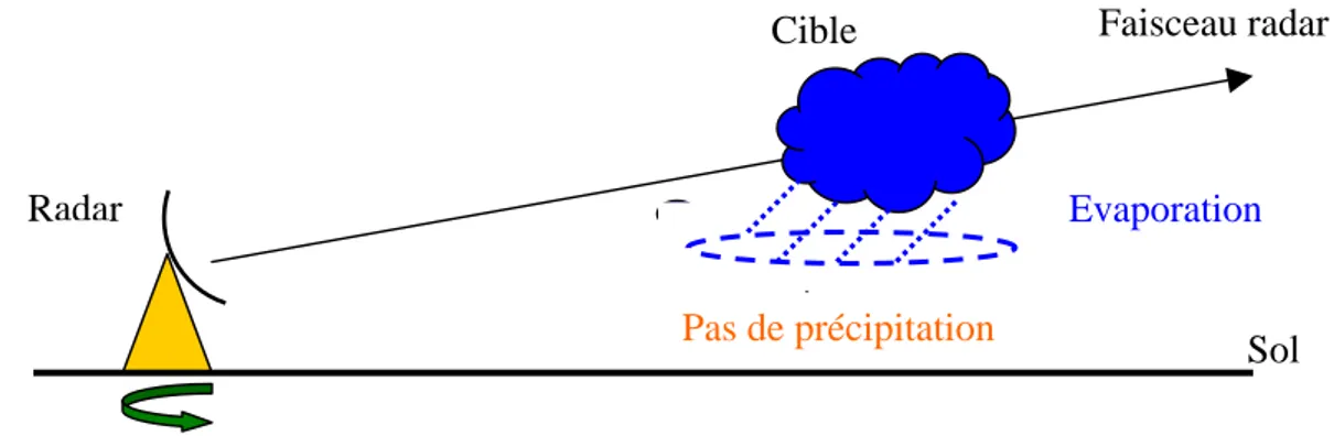 Figure I.8  : Illustration schématique de la détection erronée de la pluie (VIRGA).