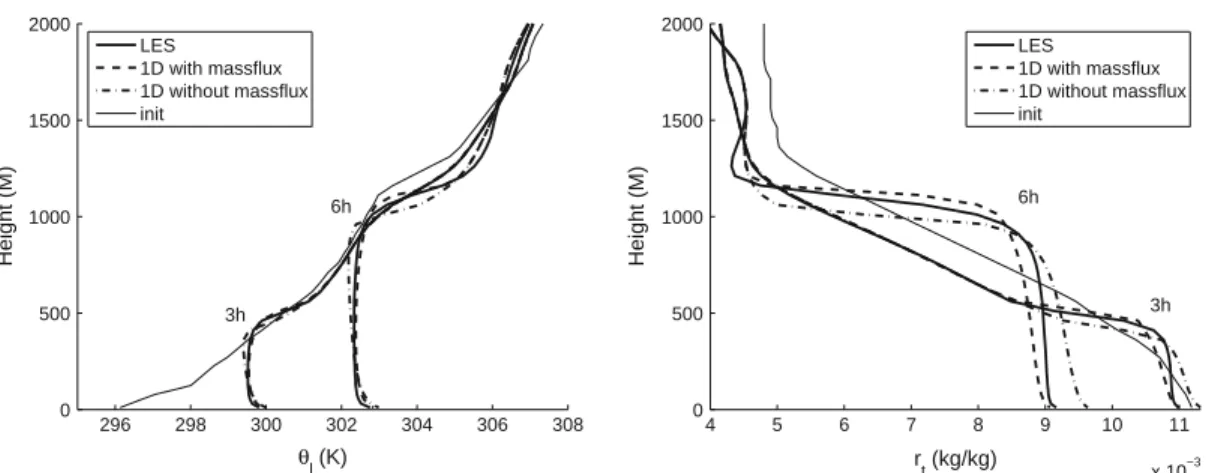 Fig. 2 IHOP case: Vertical profiles of liquid potential temperature θ l and total mixing ratio r t after 3 and