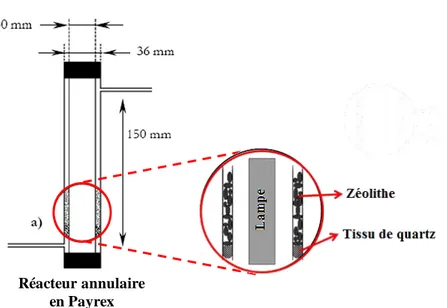 Figure II.3. Détail du remplissage zéolithique supporté sur tissu non adsorbant en quartz,  dans le réacteur annulaire