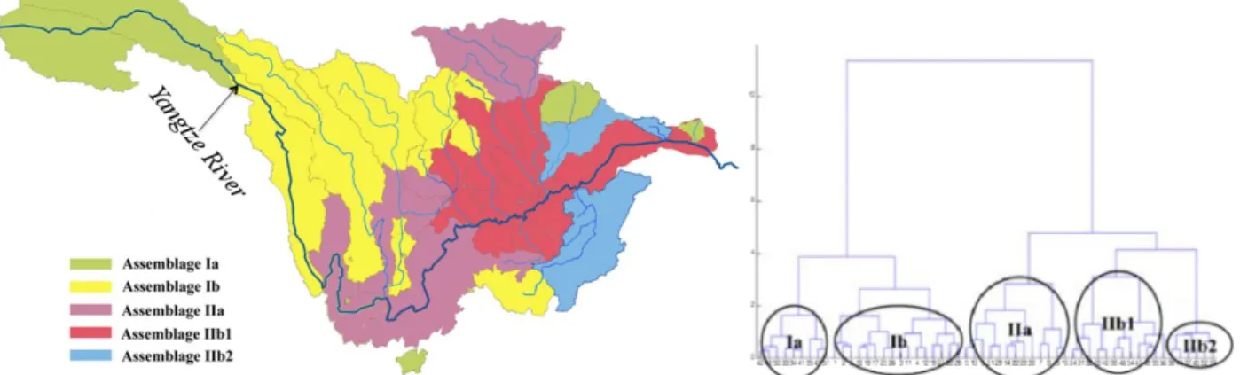 Figure 5. Assemblages’ pattern of endemic fishes in the upper Yangtze River basin. 