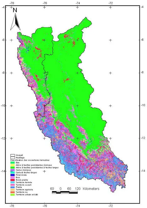 Figure II-7. Carte de végétation des bassins des rios Ucayali et Huallaga. 