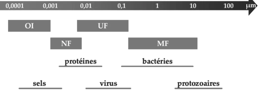 Figure I.9.  Classification des procédés membranaires utilisant la pression comme force  agissante [1]