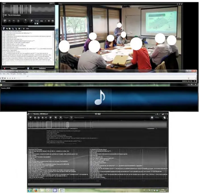 Figure 5.5. – Capture d’écran de notre « bureau » lors de la retranscription d’enregistrement vidéo et audio