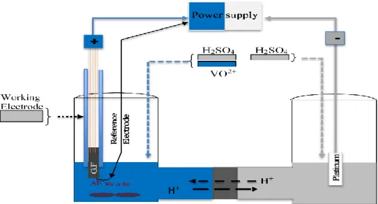 Fig. B.13: Half-cell used for charge-discharge cycles of vanadium positive half-cell.