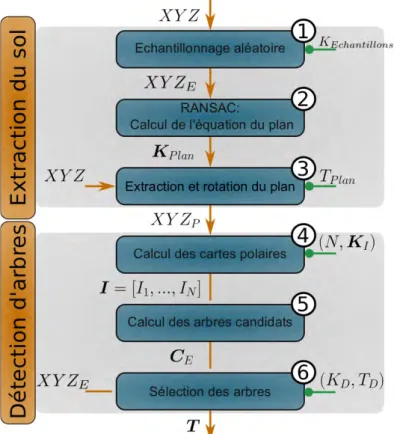 Figure 2.6 – Pipeline pour détecter des troncs d’arbres à partir d’un nuage de points