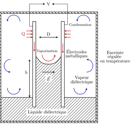 Figure 2.11 – Schéma de principe de l’expérience de Pellat en environnement liquide