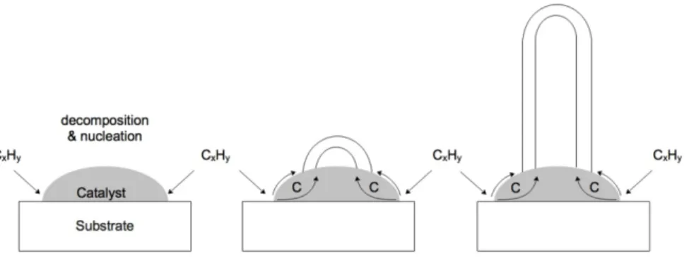 Figure 1.4: Base-growth model. C x H y represents hydrocarbon as carbon precursor. The
