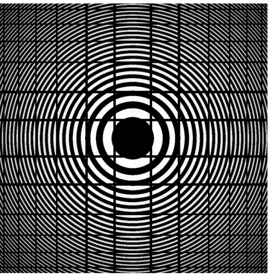 Figure 3.4: Fresnel Array layout, used to diffract and focus light order 1, designed to have fewer bars than the original [one bar in every three Fresnel zone improves the PSF].