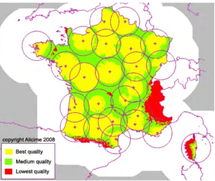 Figure 2.2 – Carte de qualité des mesures radar de précipitations en 2006 (source : Météo- Météo-France)