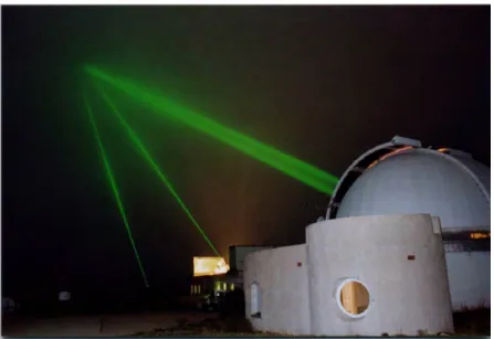 Figure 1.2: Tirs laser depuis le plateau de Calern, près de Grasse (CNES).