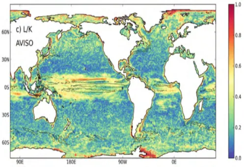 Figure 3.19 – Distribution spatiale du degr´ e d’anisotropie (rapport entre L la portion d’´ energie associ´ ee `