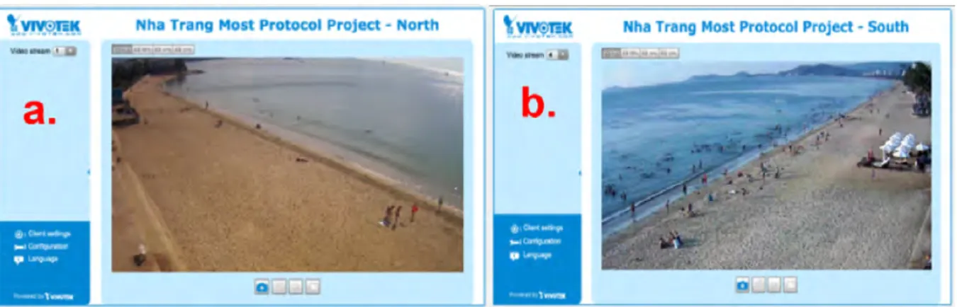 Figure 3.2: The web interface is used to access images of two cameras online a) For NNT camera and b) for SNT camera