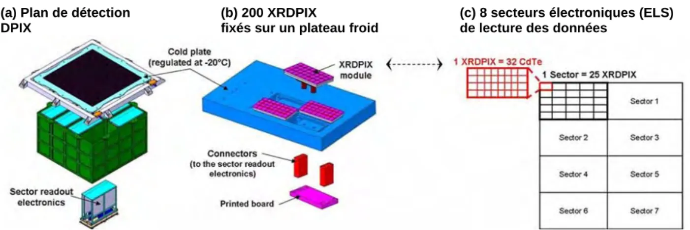 Figure 1.9 – Schéma du plan de détection DPIX, au-dessus duquel sera aligné le masque codé