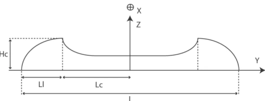 Fig. 5.16  Morphologie de la coulée en n d'écoulement, et paramètres géomètriques disponibles.