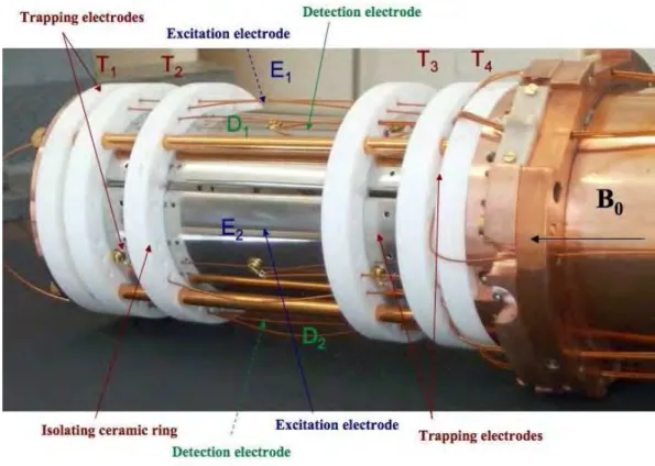 Figure 2.5: Picture of the ICR cell of PIRENEA showing the different groups of electrodes.
