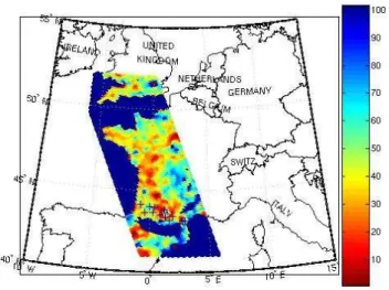 Fig.  1.  An  example  of  ASCAT  surface  soil  moisture  swath  over  France:  ascending  (p.m.) 