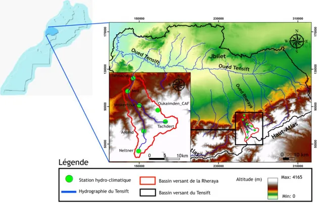 Figure 7 : Localisation du bassin versant de la Rheraya et de la plaine du Haouz. 