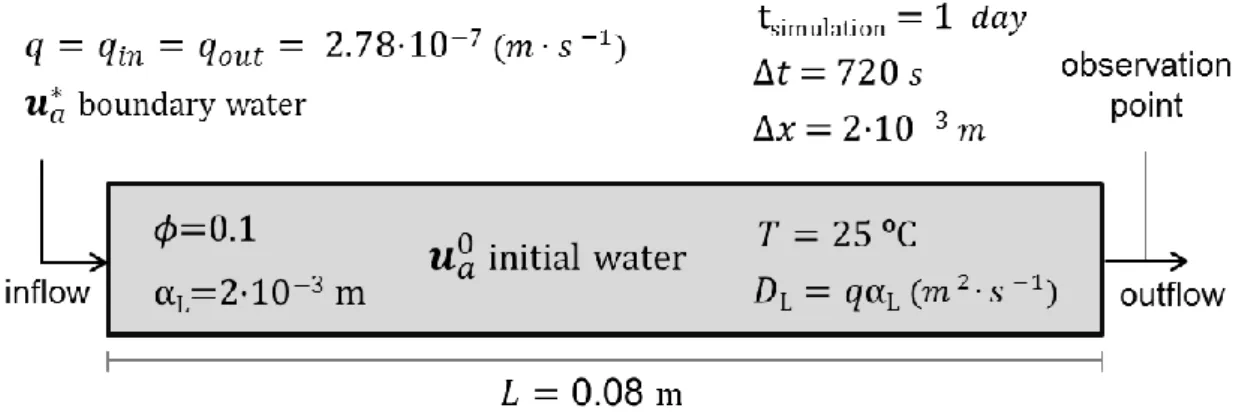 Figure 2-10. Physics and parameters of the Benckmark Problem 3: Cation Exchange.  