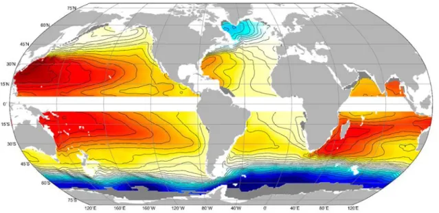 Figure 1.1: Mean absolute geostrohpic streamfunction at 5db from Argo data (2004-2010).