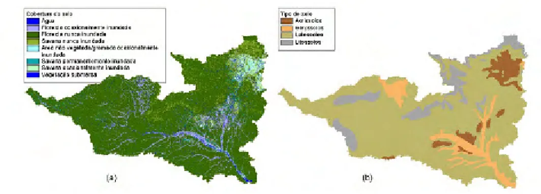 Figura 3.7 – Tipos de solo e vegetação predominantes na bacia do rio Negro (Fonte :  GETIRANA 2009) 