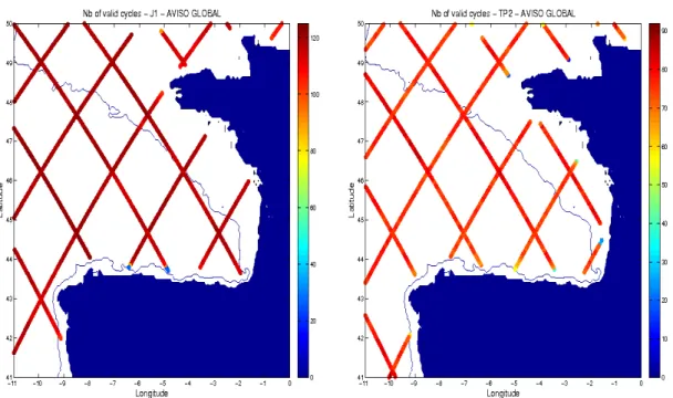 Fig. II.10 - Nombre de cycles « valides » pour le jeu de données AVISO sur la période Oct