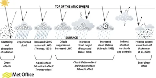 Fig. 2.10: R´ esum´ e de l’ensemble des interactions entre particules d’a´ erosol et nuages