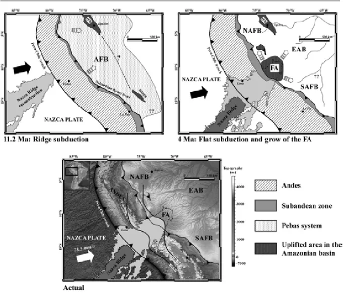 Figure  2.  11 :  Nazca  Ridge  subduction  history  and  relations  with  the  Amazonian  basin  evolution. 